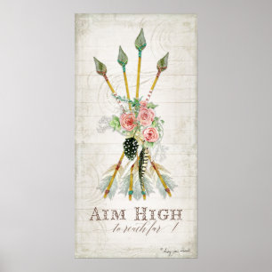 Boho Bohemer Hög ambitionsnivå Pilar Fjädrar Rusti Poster