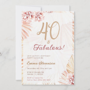 Boho Bohemian 40 & Fabulous Dam 40:e födelsedagen Inbjudningar