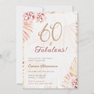 Boho Bohemian 60 & Fabulous Dam 60:e födelsedagen Inbjudningar