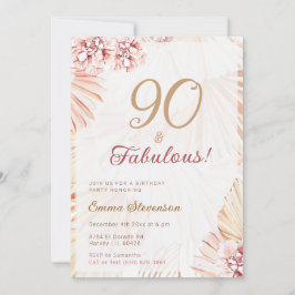 Boho Bohemian 90 & Fabulous Dam 90:e Birthday Inbjudningar