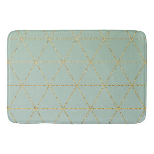 Boho Bohemian Chic Guld & Mint Geometrisk Glam Badrumsmatta