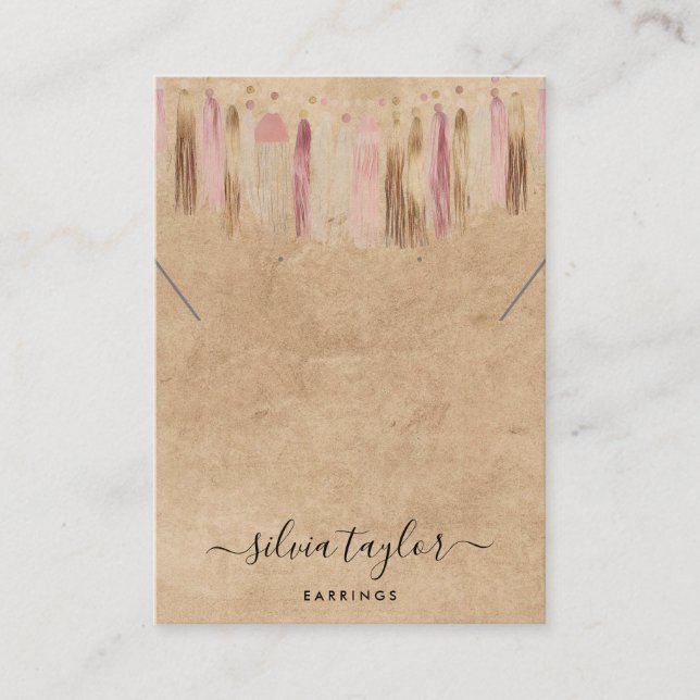 Boho Bohemian Craft Papper Earring Necklace Visnin Visitkort (Framsida)
