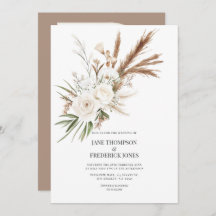 Boho Bohemian Dried Floral Photo & QR Code Wedding
