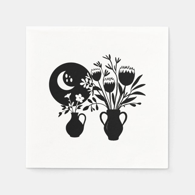 Boho bohemian floral sun moon pappersservett (Framsidan)