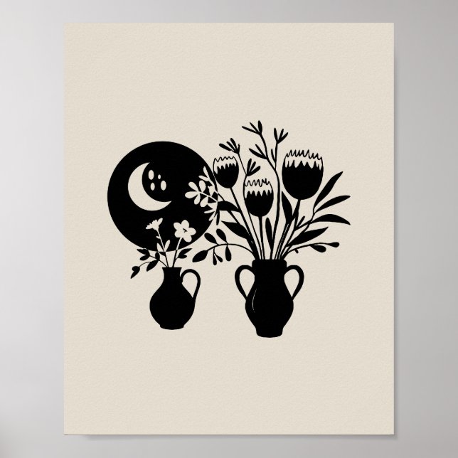 Boho bohemian floral sun moon poster (Framsidan)