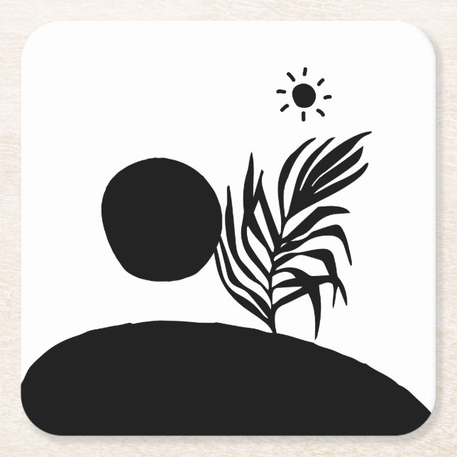 boho bohemian floral sun moon underlägg papper kvadrat (Framsidan)