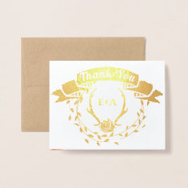 Boho Bohemian Hjort Antler och Ro Rosa Bröllop Folierat Kort