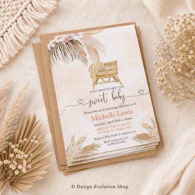 Boho Bohemian Pampas Barnomsinvitation Inbjudningar (Skapare uppladdad)