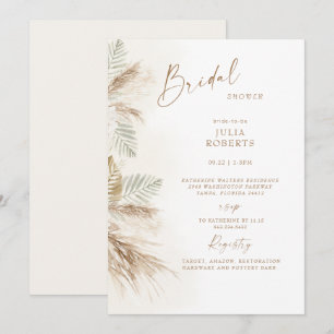 Boho Bohemian Pampas Grass Beige Möhippa Inbjudningar