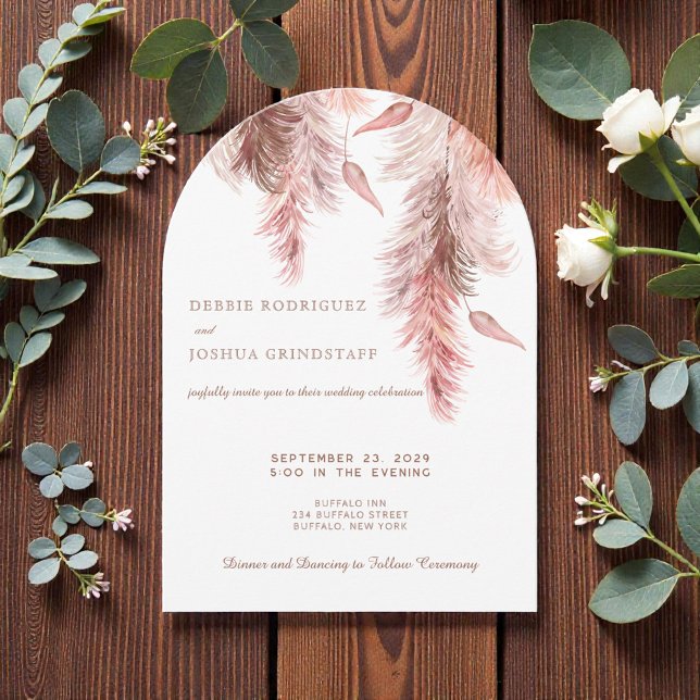 Boho Bohemian Pampass Wedding Invitation  Inbjudningar (Skapare uppladdad)