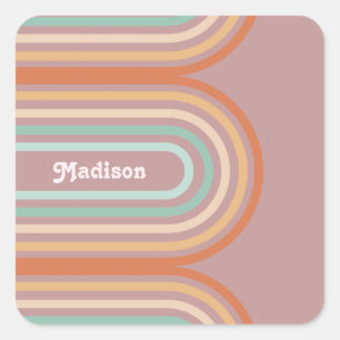 Boho Bohemian Pastel Rainbow Mauve Background Fyrkantigt Klistermärke