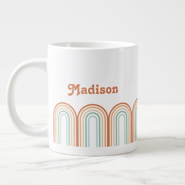 Boho Bohemian Pastel Rainbow Mauve Background Jumbo Mugg (Vänster)
