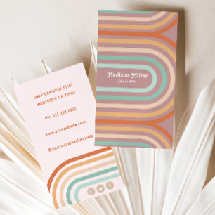 Boho Bohemian Pastel Rainbow Mauve Background Visitkort