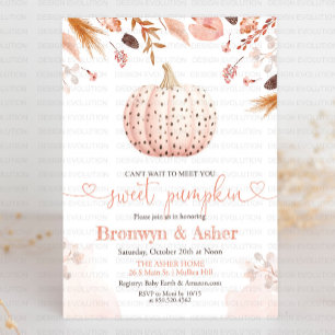 Boho Bohemian Polka Dot Pumpkin Baby Shower Inbjudningar