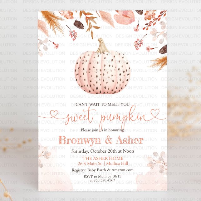 Boho Bohemian Polka Dot Pumpkin Baby Shower Inbjudningar (Skapare uppladdad)