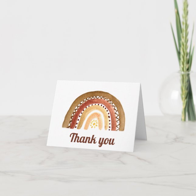 Boho Bohemian Rainbow Baby Shower Tack Kort (Framsida)