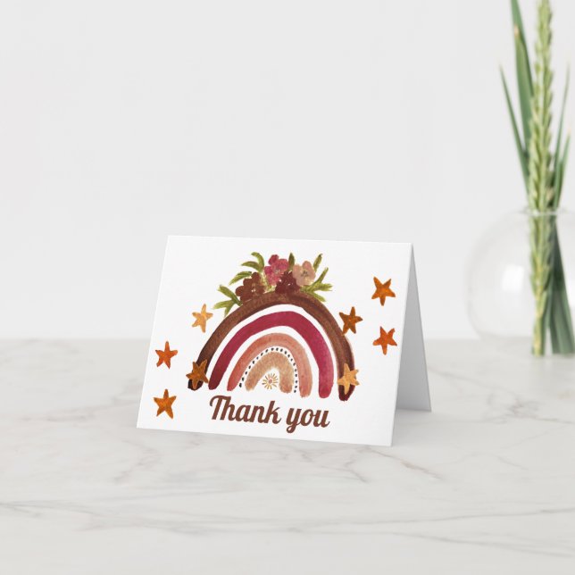 Boho Bohemian Rainbow Baby Shower Tack Kort (Framsida)