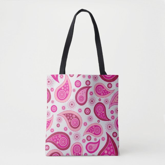 BOHO BOHEMIAN ROSA PAISLEY TOTE PURSE TYGKASSE (Framsida)