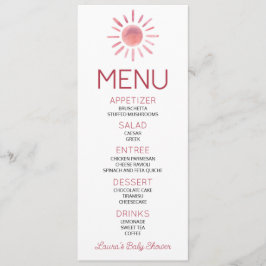 Boho Bohemian Rosa Sol Baby Shower Food Menu Meny