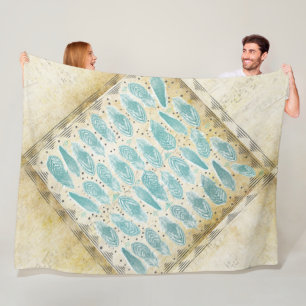 Boho Bohemian Rustic Abstrakt Feather Mönster Fleecefilt