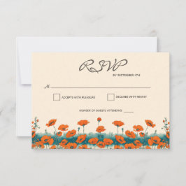 Boho Bohemian Rustic Blommigt Poppies Bröllop OSA Kort