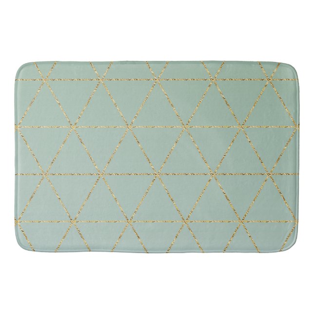 Boho Bohemisk Chic Guld & Mint Geometrisk Glamour Badrumsmatta (Framsidan)