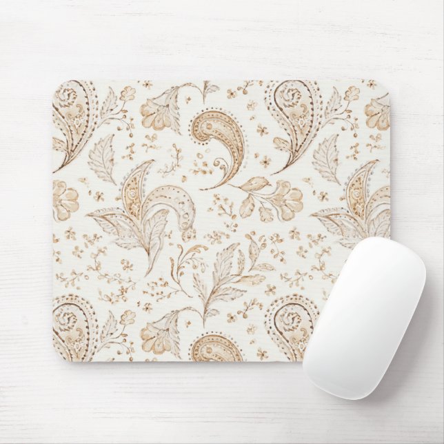 Boho Bohemisk Kräm Paisley Musmatta (Med mus)