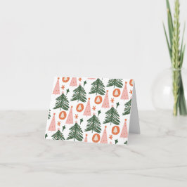 Boho Bohemisk Rosa Orange Grön Julgranar Kort