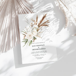 Boho Bohemisk Torkad Blomma Foto & QR-kod Bröllop Inbjudningar