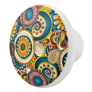 Boho bohemiskt Retro färgrikt mönster Knopp