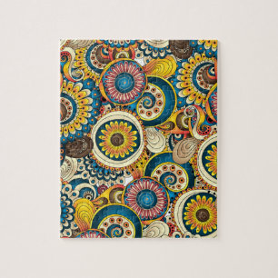 Boho bohemiskt Retro färgrikt mönster Pussel