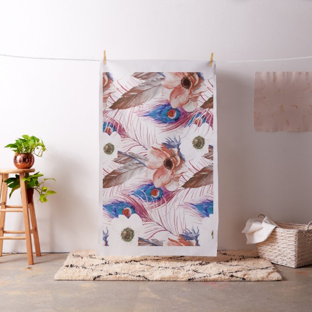 Boho bohemiskt Retro påfågelmönster Tyg (In Situ)