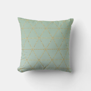 Boho Bohemsk Chic Guld & Mint Geometrisk Glam Kudde