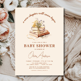 Boho Bok New Chapter Begins Baby Shower Inbjudningar