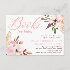 Boho Bokar för Baby Card, Blommigt med vattenfärg Tilläggskort