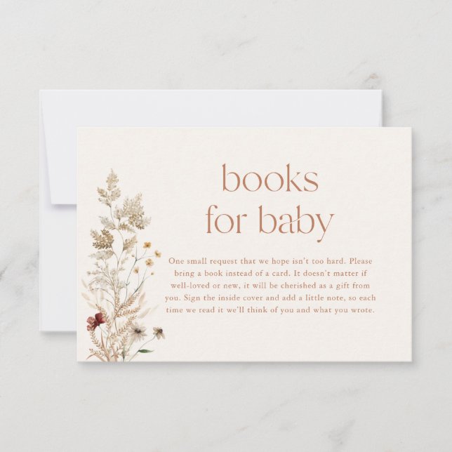 Boho Bokar för Baby Card, den moderna Blommigten B Inbjudningar (Framsida)