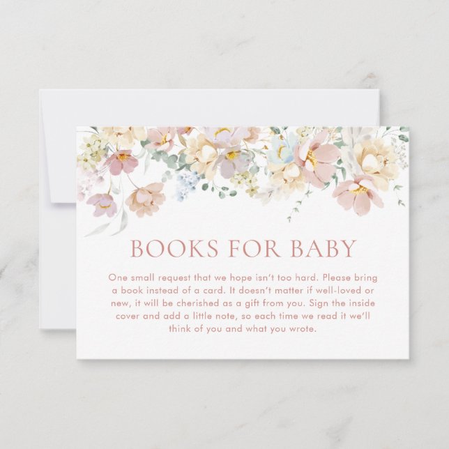 Boho Bokar för Baby Card, Wildblomma Baby Shower Inbjudningar (Framsida)