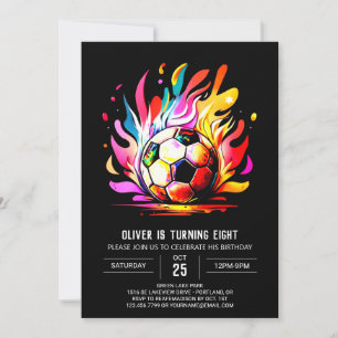 Boho Boll Editable Soccer Birthday Inbjudningar