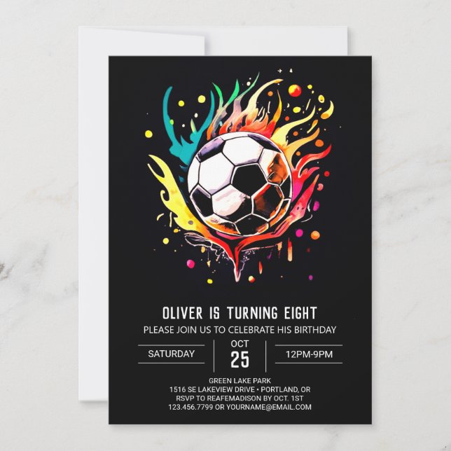 Boho Boll-utskrivbar fotboll Inbjudningar (Framsida)