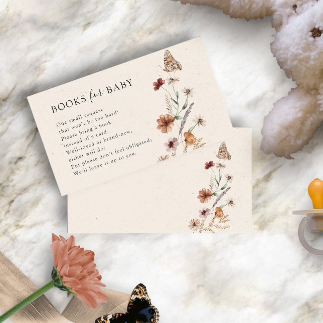 Boho Books For Baby-bilaga Tilläggskort (Boho Watercolor Wildflowers Books For Baby Enclosure Card by Painted Paperie
)