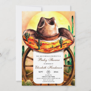 Boho Boot Cowboy Baby Shower Inbjudningar