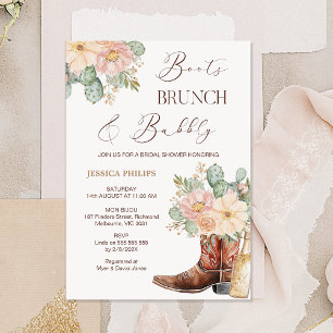 Boho Boots Brunch Bubly Möhippa Inbjudningar