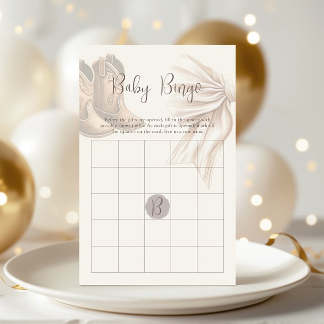Boho Boots eller Bows Gender Reveal Bingo Game (Skapare uppladdad)