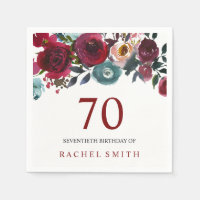 Boho Bordo Burgundy Red Flowers 70:e födelsedagen
