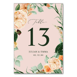 Boho Botanias  Rosa Greenery Blommigt Anpassningsb Bordsnummer