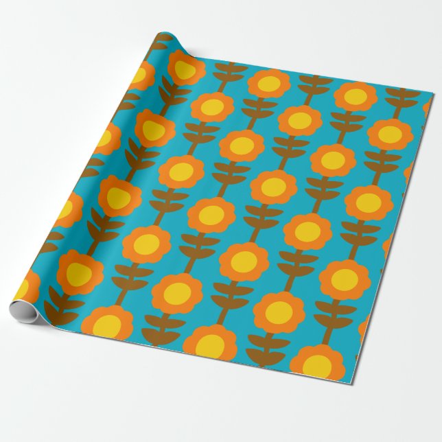 Boho Botanica Retro Blommig Inpackningspapper Presentpapper (Utrullad)