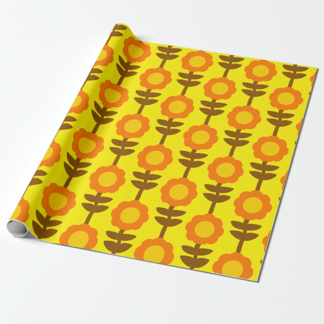 Boho Botanica Retro Blommig Inpackningspapper Presentpapper (Utrullad)