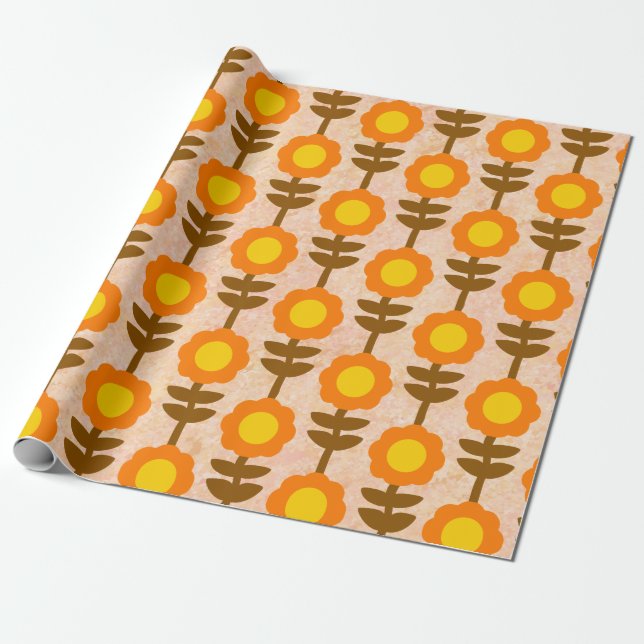 Boho Botanica Retro Blommig Presentpapper (Utrullad)