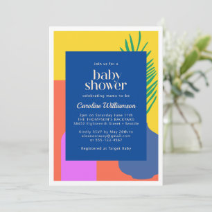 Boho Botanical Art Baby Shower med ljus färgstark Inbjudningar