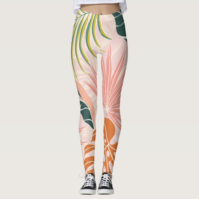 Boho Botanical Art: Naturinspirerad Abstrakt Leggings (Framsida)